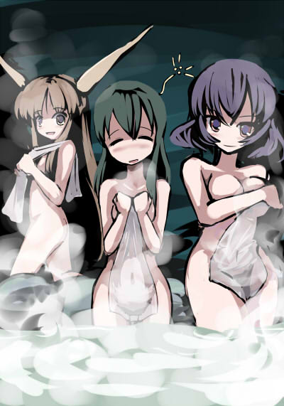 kochiya sanae, ibuki suika, and yasaka kanako (touhou) drawn by gatau
