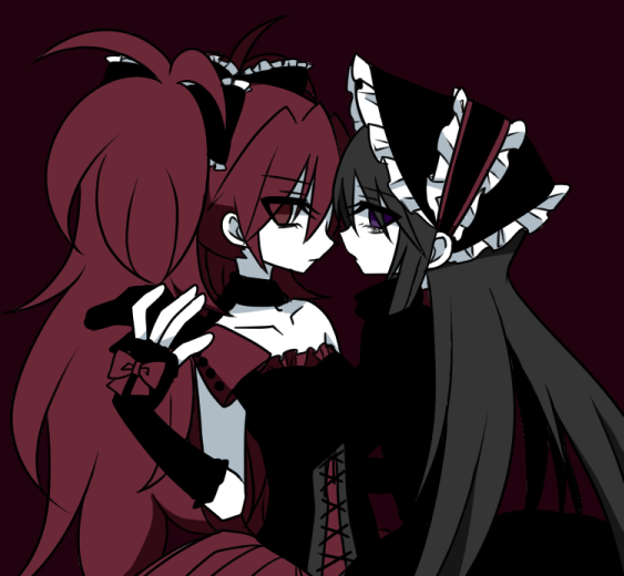 akemi homura and sakura kyoko (mahou shoujo madoka magica) drawn by pokki_(sue_eus)