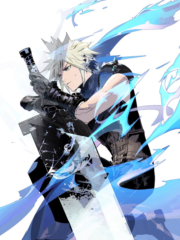 cloud strife (final fantasy and 2 more) drawn by cofffee