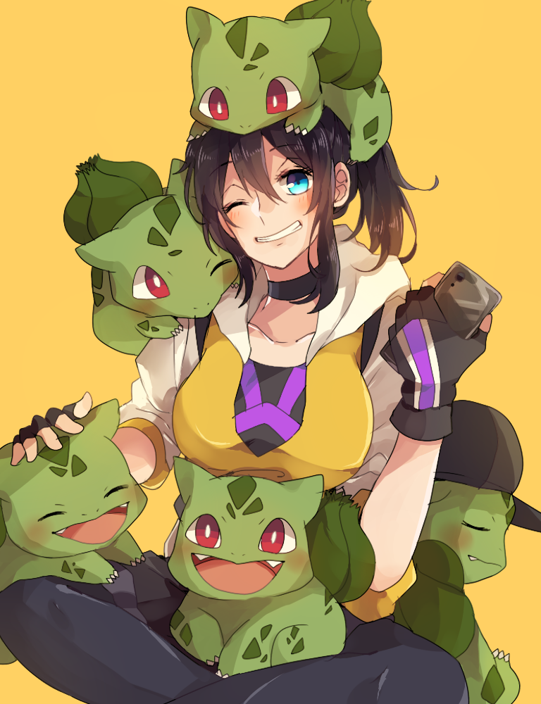 bulbasaur and female protagonist (pokemon and 1 more) drawn by norimaki_(seidan0611)