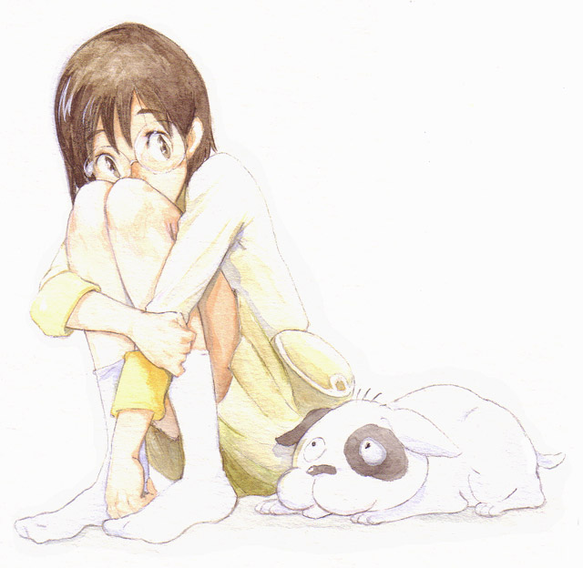 okonogi yuuko and densuke (dennou coil) drawn by hirokazu