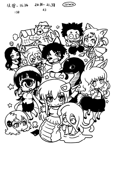 miia, suu, manaka hitomi, kurona, koma, and 5 more (monster musume no iru nichijou and 6 more) drawn by shake-o