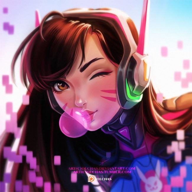 d.va (overwatch and 1 more) drawn by olchas