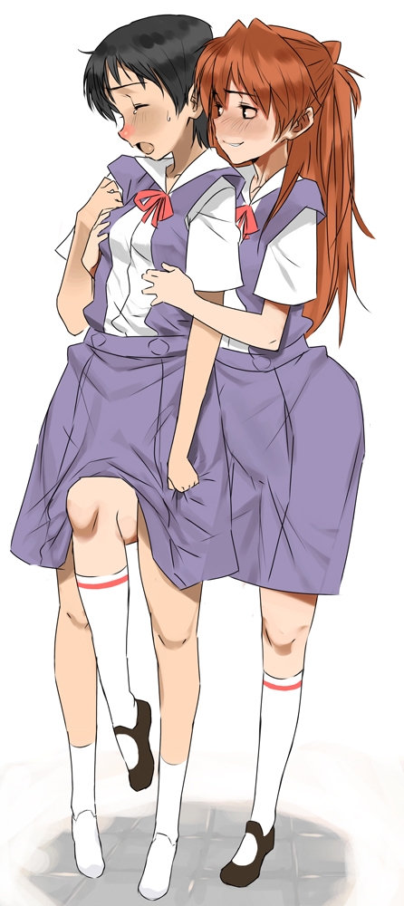 souryuu asuka langley, ikari shinji, and shin-chan (neon genesis evangelion)