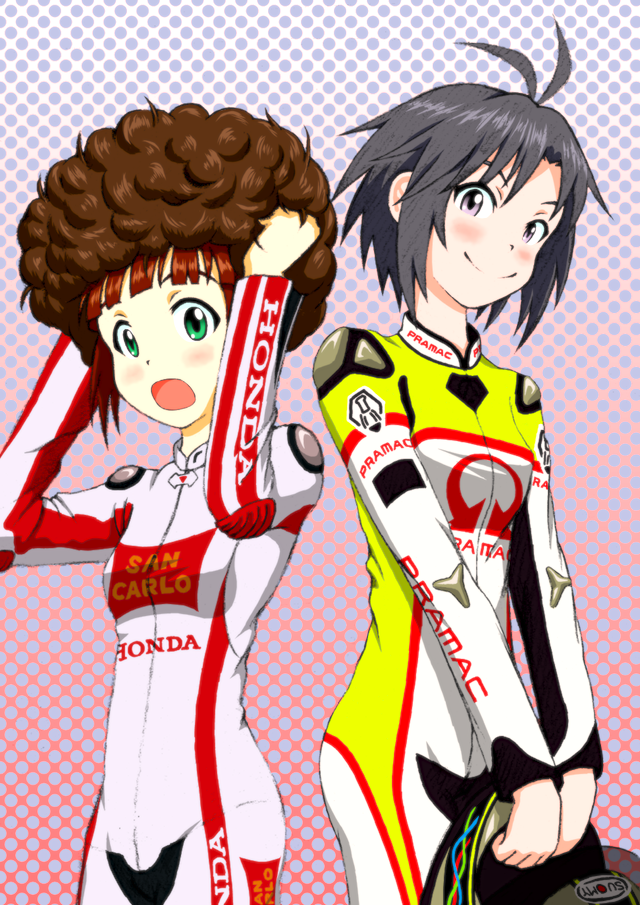 kikuchi makoto, takatsuki yayoi, and marco simoncelli (idolmaster and 2 more) drawn by ogyomo