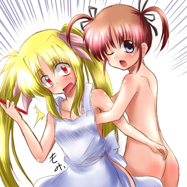 fate testarossa and takamachi nanoha (lyrical nanoha and 1 more) drawn by misana
