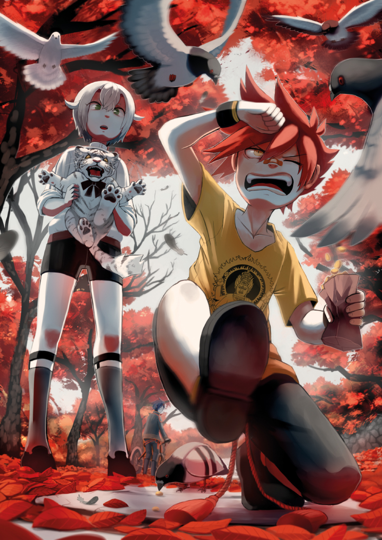 hotarumaru, gokotai's tigers, aizen kunitoshi, and akashi kuniyuki (touken ranbu) drawn by aonik