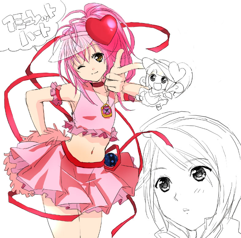 hinamori amu, amulet heart, ran, and hotori tadase (shugo chara!) drawn by ayanashi_kunio