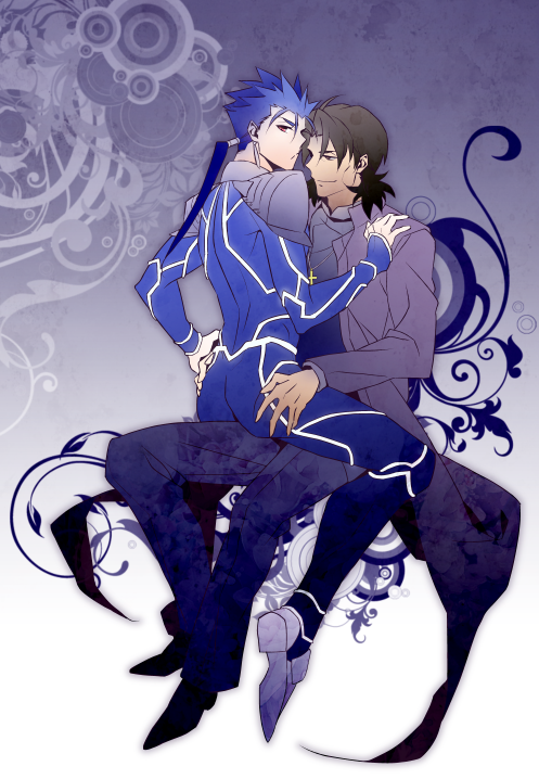 cu chulainn and kotomine kirei (fate and 1 more) drawn by mazaki_kei