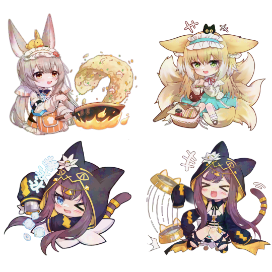 suzuran, heixiu, pepe, and warmy (arknights and 1 more) drawn by hehehzb