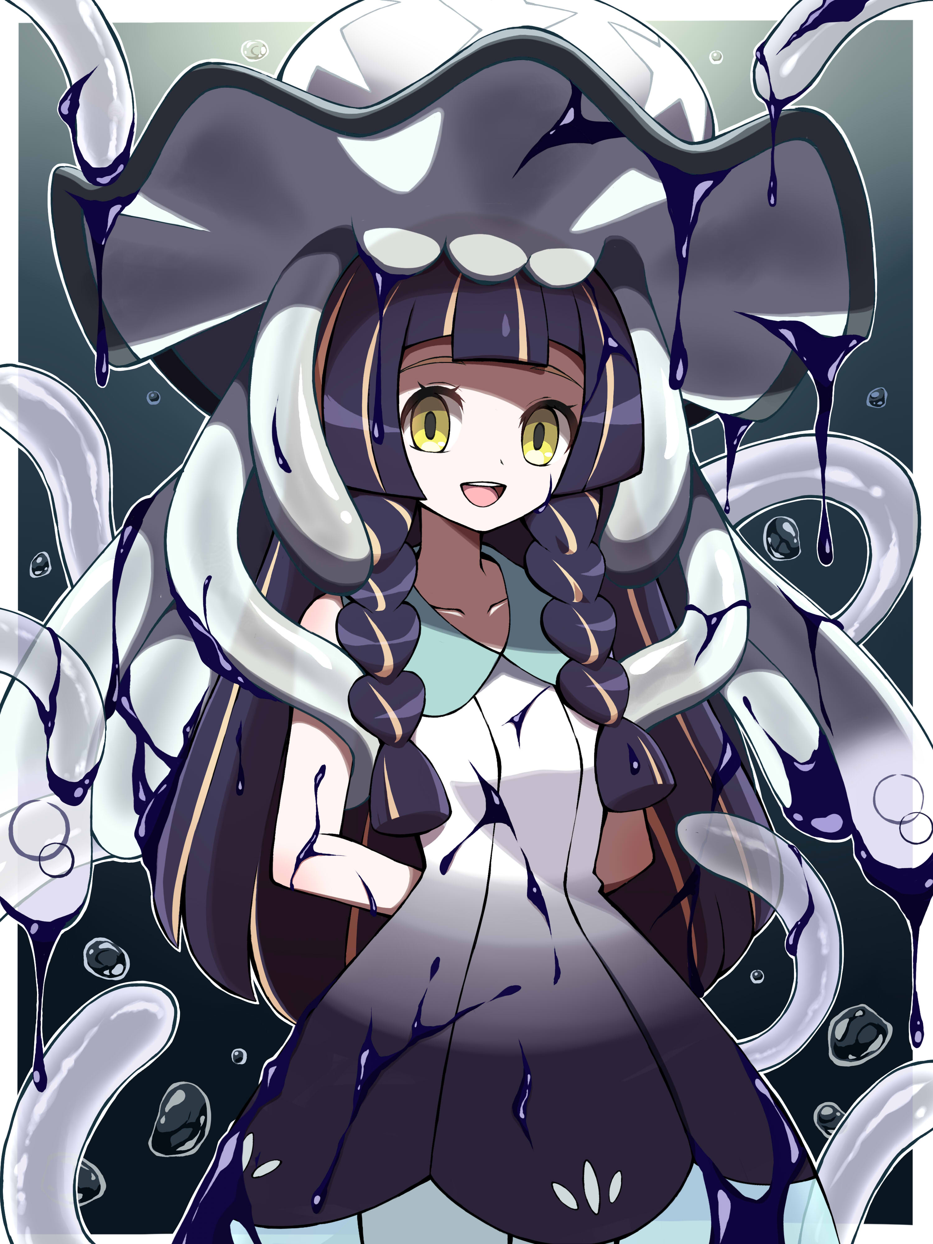 lillie and nihilego (pokemon and 1 more) drawn by shabana_may