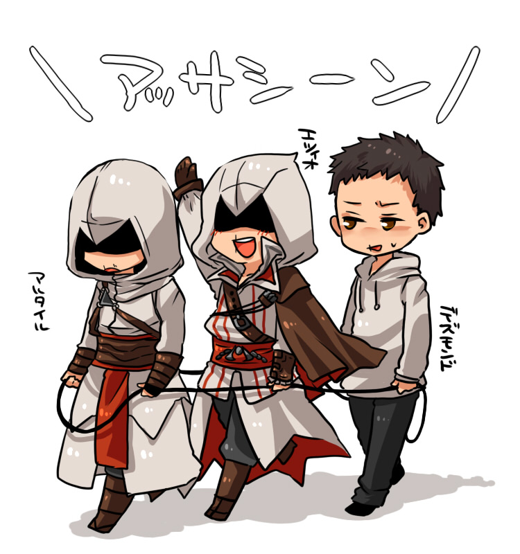 ezio auditore da firenze, altair ibn la-ahad, and desmond miles (assassin's creed ii and 1 more) drawn by ukyou4869
