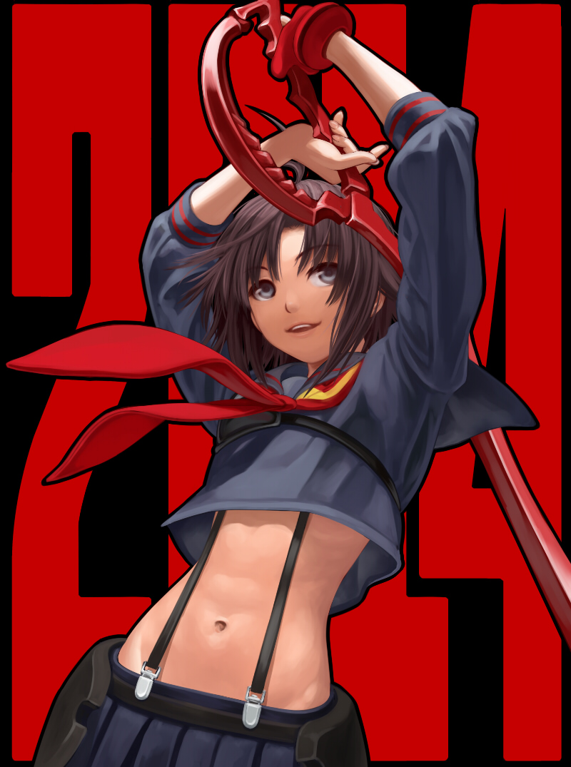 matoi ryuuko, kikuchi makoto, and senketsu (idolmaster and 1 more) drawn by nekopuchi