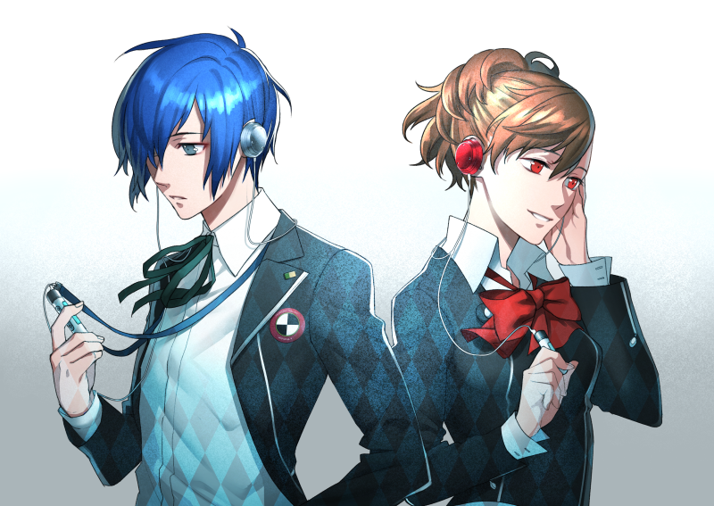 yuuki makoto and shiomi kotone (persona and 2 more) drawn by minato_(robin)
