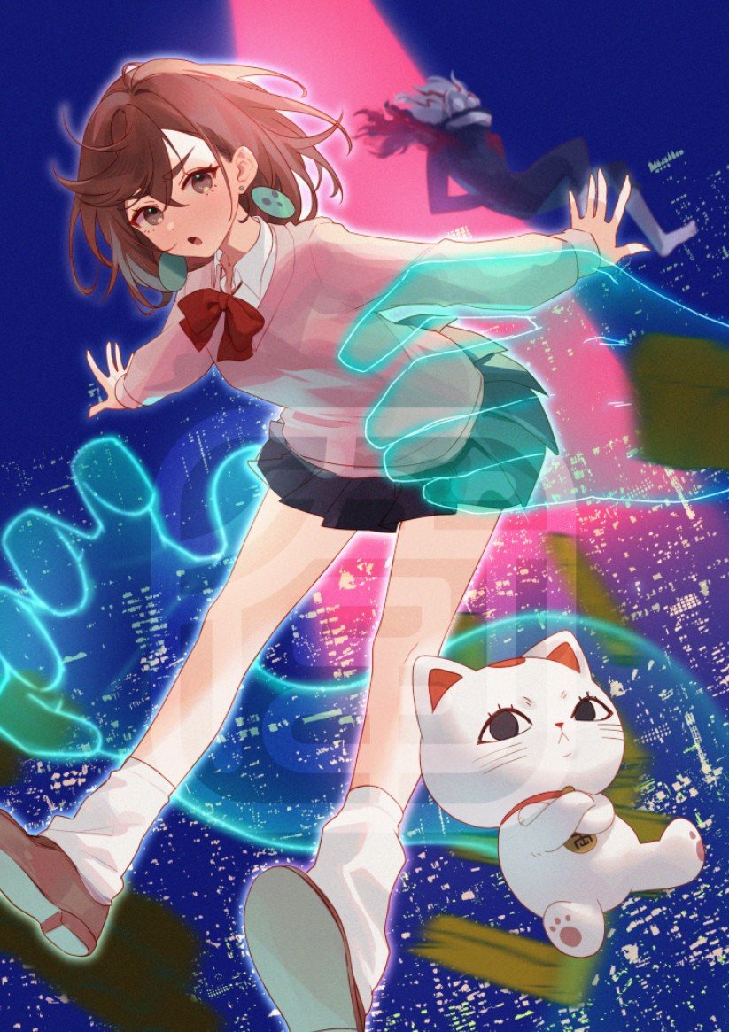 ayase momo, takakura ken, and turbo granny (dandadan) drawn by juwei
