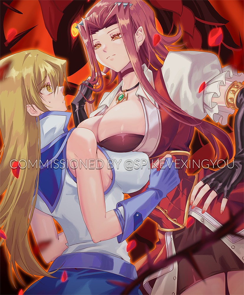 tenjouin asuka, izayoi aki, and black rose dragon (yu-gi-oh! and 2 more) drawn by zackpyo