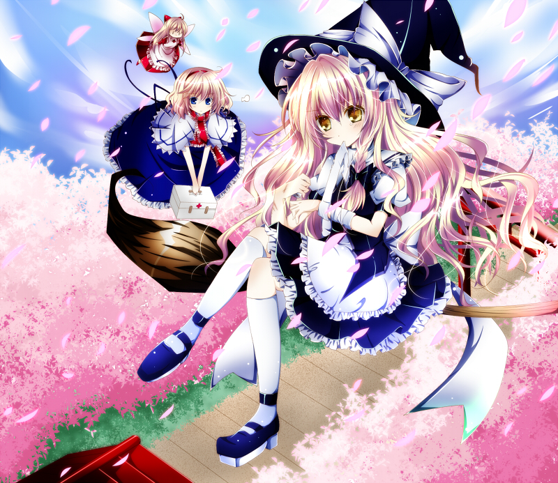 kirisame marisa, alice margatroid, and shanghai doll (touhou) drawn by nanase_nao