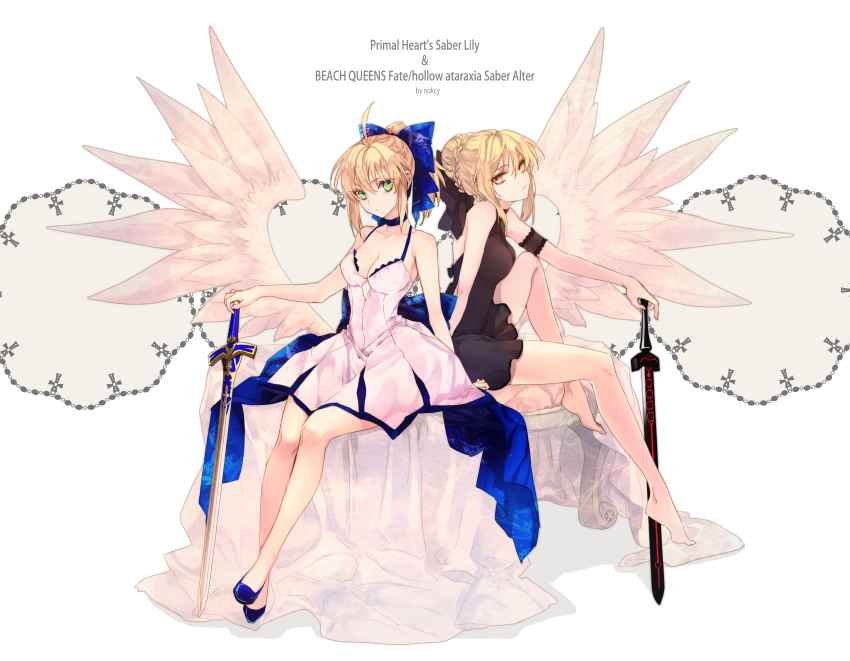 artoria pendragon, saber, and saber alter (fate and 2 more) drawn by hachini