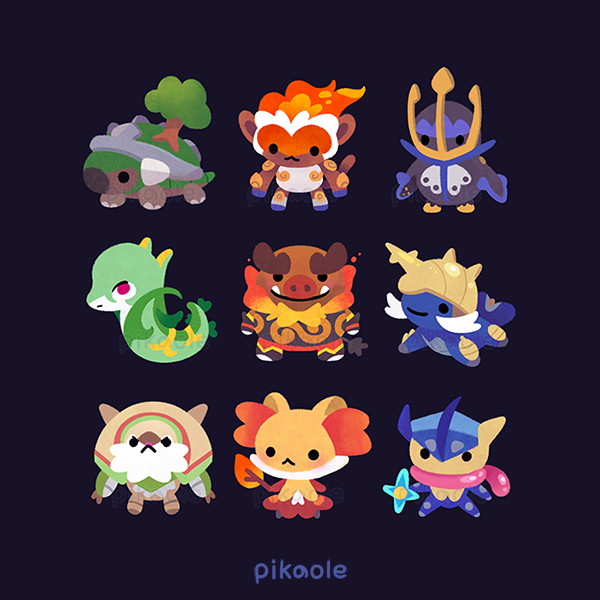 greninja, serperior, delphox, empoleon, infernape, and 4 more (pokemon) drawn by pikaole