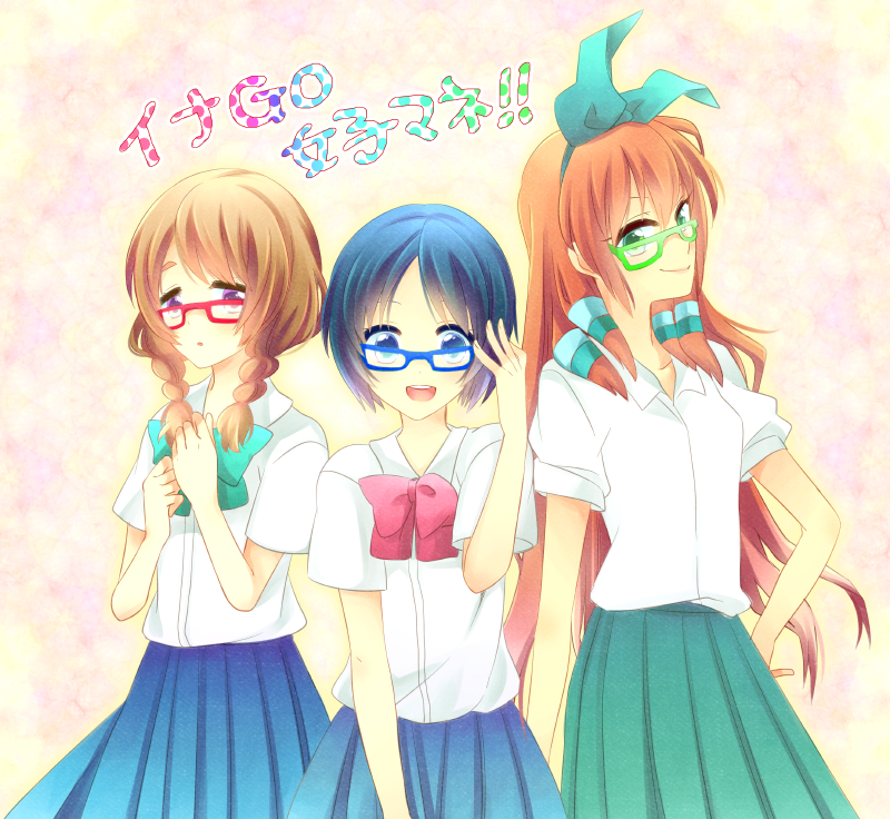 sorano aoi, yamana akane, and seto midori (inazuma eleven and 1 more) drawn by muzuki_uruu