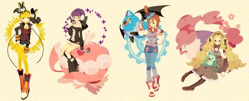 skyla, elesa, emolga, caitlin, reuniclus, and 4 more (pokemon and 1 more)