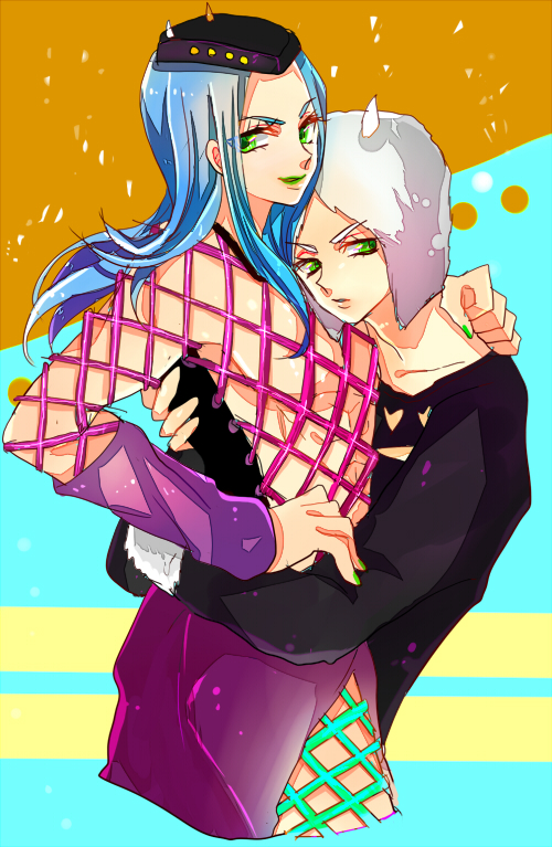 narciso anasui and weather report (jojo no kimyou na bouken and 1 more) drawn by tyokon