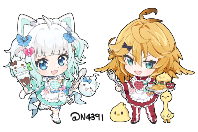 dokibird, mint fantome, dragoon, and wisps (indie virtual youtuber) drawn by n4391