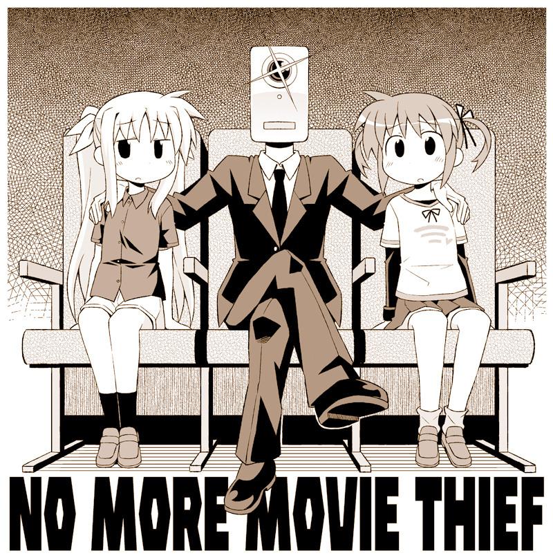 fate testarossa, takamachi nanoha, and movie thief (lyrical nanoha and 2 more) drawn by nekotoufu