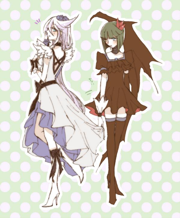 tsukikage yuri, cure moonlight, and dark precure (precure and 1 more) drawn by chiyo_(rotsurechiriha)