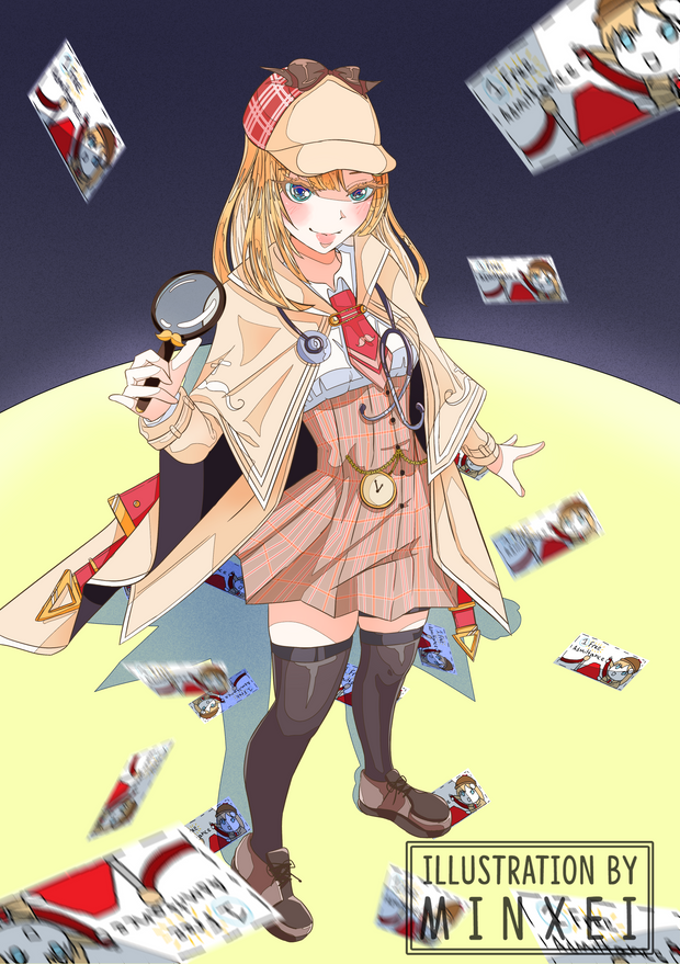 watson amelia (hololive and 1 more) drawn by minxei