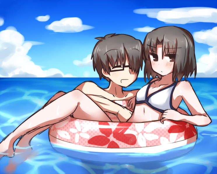 ryougi shiki and kokutou mikiya (kara no kyoukai) drawn by ohitashi_netsurou