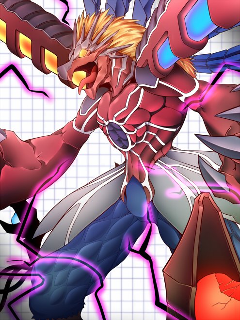 chronomon and chronomon destroy mode (digimon and 1 more) drawn by ryuuto_(firuma)