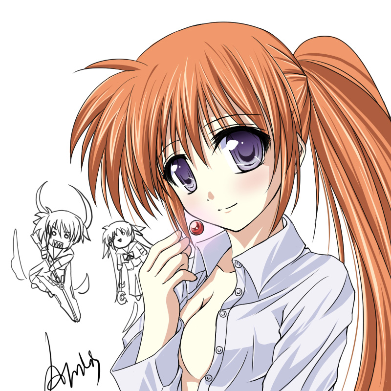 takamachi nanoha and raising heart (lyrical nanoha and 3 more) drawn by amicis