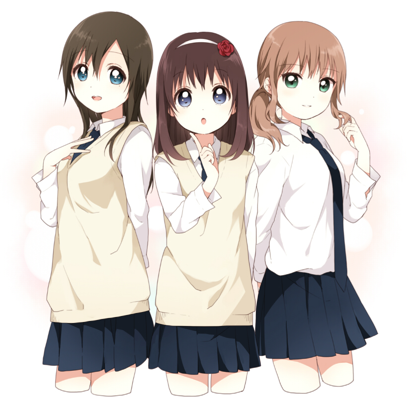 miwa ai, yaeno miho, and sonokawa megumi (yuruyuri and 1 more) drawn by namori