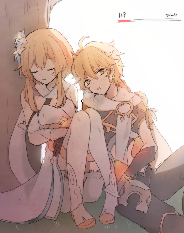 lumine and aether (genshin impact) drawn by yae_(yae_ringo)