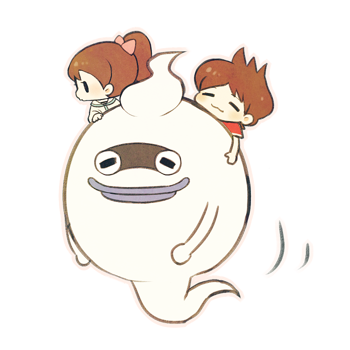 whisper, amano keita, and kodama fumika (youkai watch) drawn by ayu_(mog)