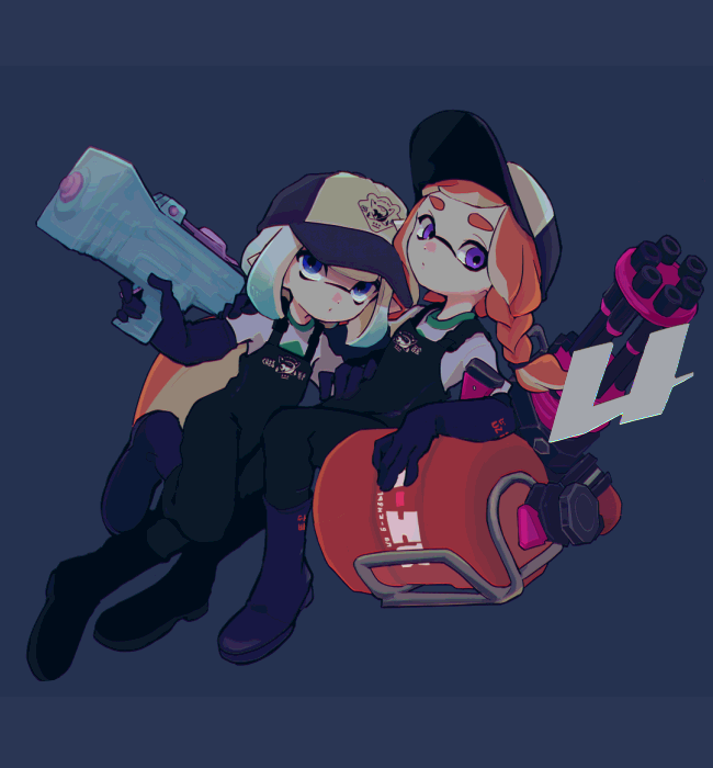 inkling player character and inkling girl (splatoon) drawn by imaikuy0