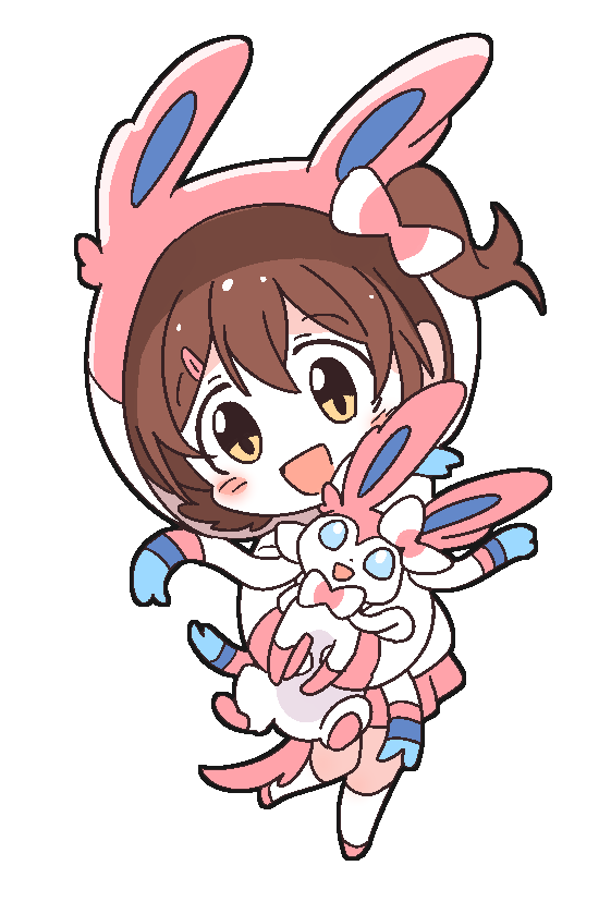 sylveon and kasuga mirai (pokemon and 3 more) drawn by millcookie_pro