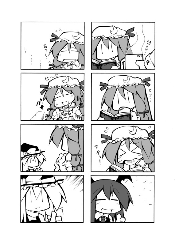 kirisame marisa, patchouli knowledge, and koakuma (touhou) drawn by uccow