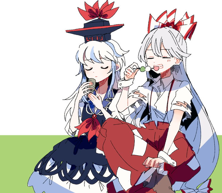 fujiwara no mokou and kamishirasawa keine (touhou) drawn by itomugi-kun