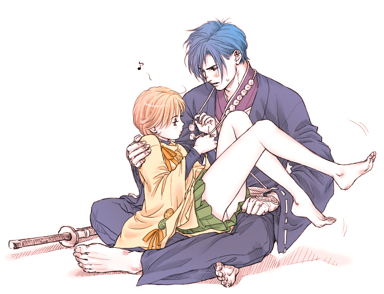 takakura karin and minamoto no yoritada (harukanaru toki no naka de and 1 more) drawn by kiske