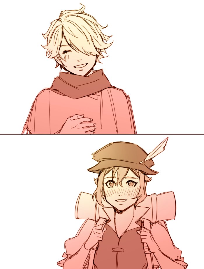 therion and tressa colzione (octopath traveler and 1 more) drawn by mella