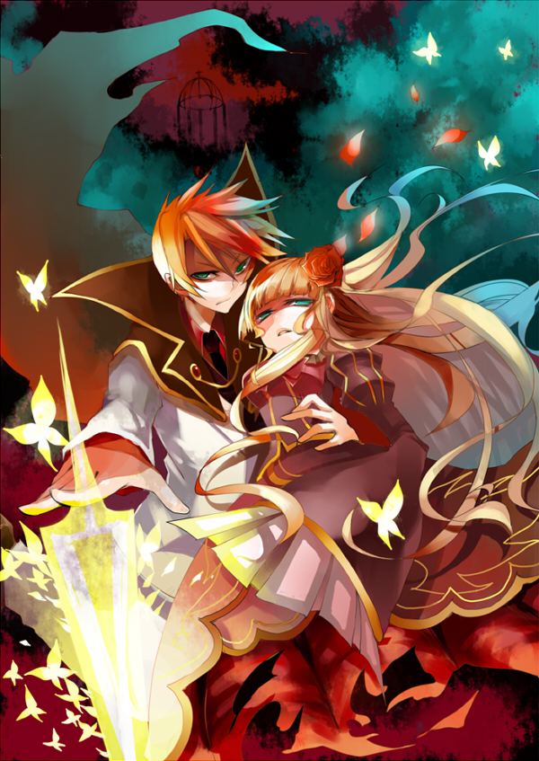 beatrice and ushiromiya battler (umineko no naku koro ni) drawn by kudan