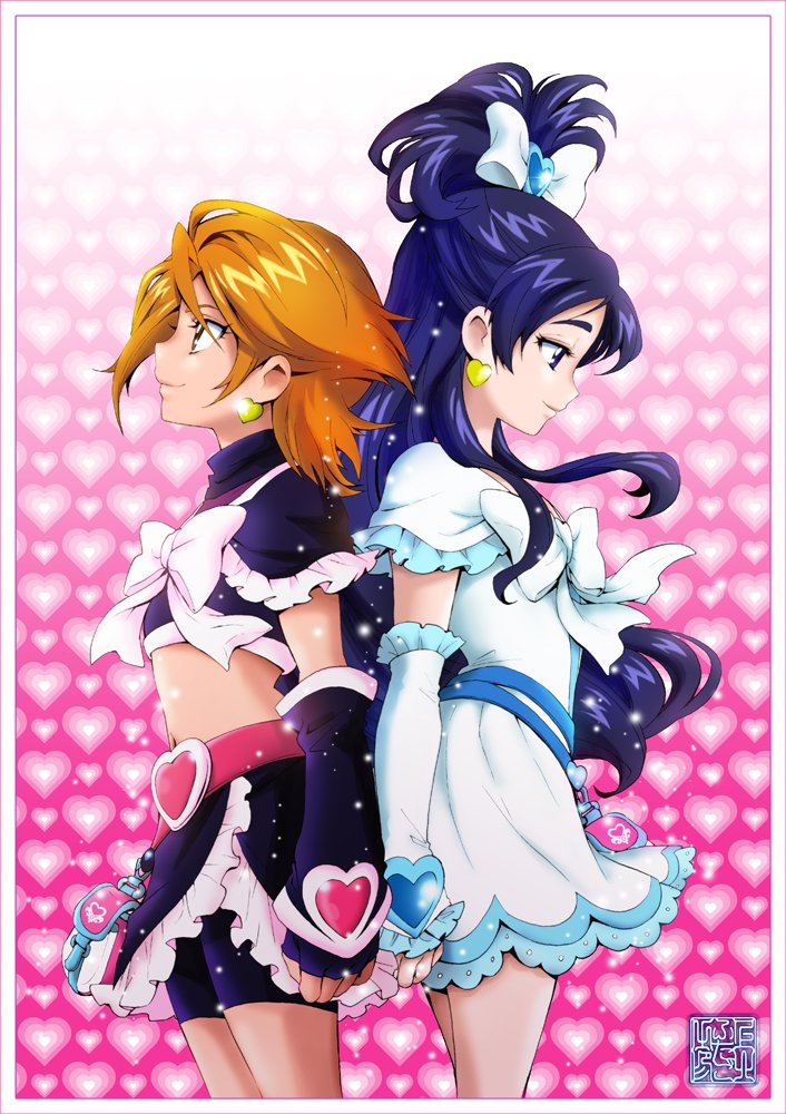 misumi nagisa, yukishiro honoka, cure black, and cure white (precure and 1 more) drawn by kamikita_futago