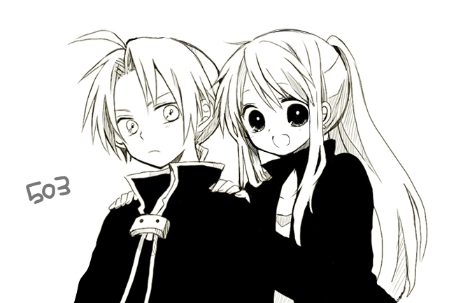 edward elric and winry rockbell (fullmetal alchemist) drawn by anzu_(o6v6o)