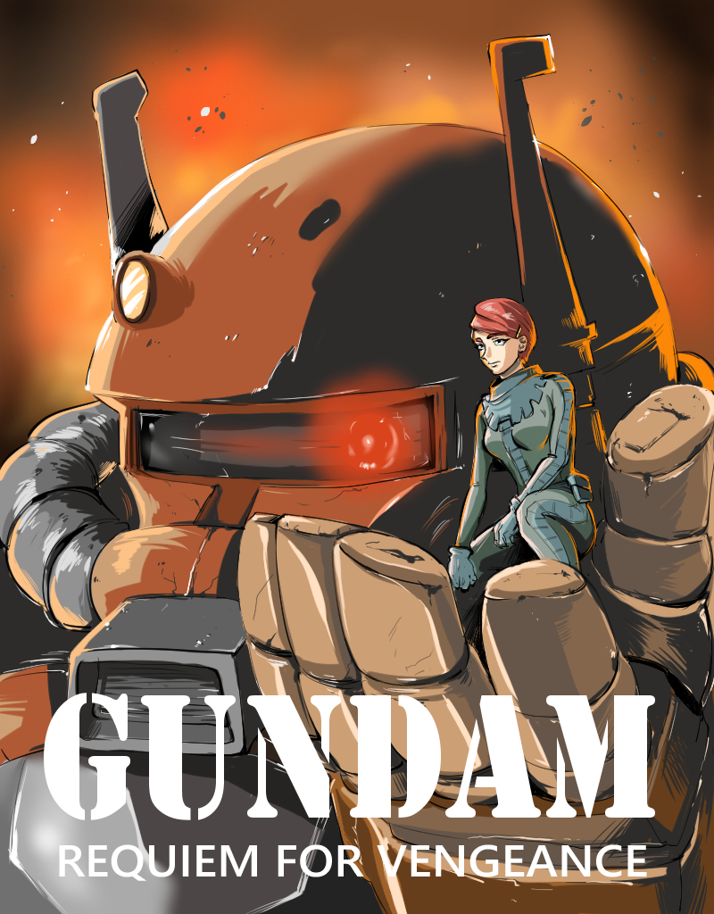 zaku ii, zaku ii f-type, and iria solari (gundam and 1 more) drawn by david_huang