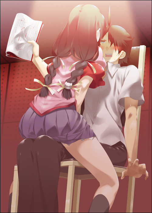 hanekawa tsubasa and araragi koyomi (monogatari and 2 more) drawn by mizuki_makoto