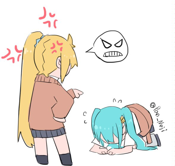 hatsune miku and akita neru (vocaloid) drawn by nejikyuu