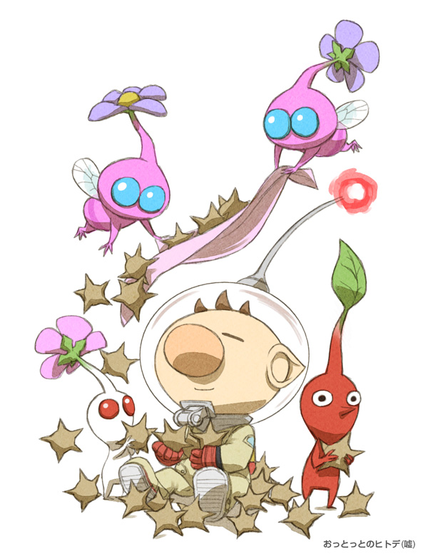 red pikmin, olimar, white pikmin, and winged pikmin (pikmin) drawn by naru_(wish_field)