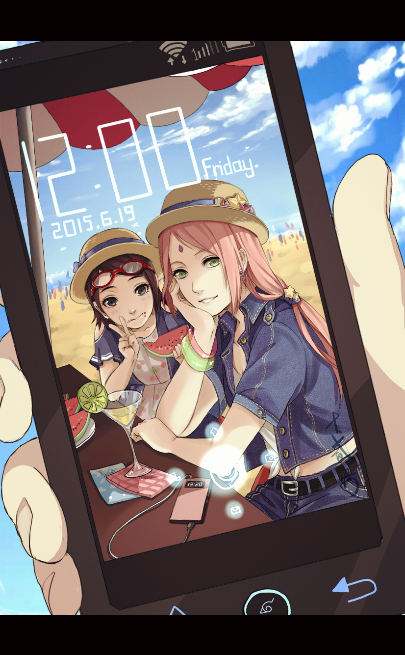 haruno sakura and uchiha sarada (naruto) drawn by shi_er_xian